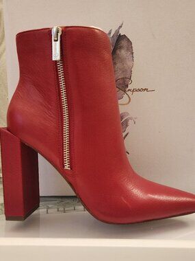 Jessica Simpson "Timea" Red Leather Booties. NIB. Size 7